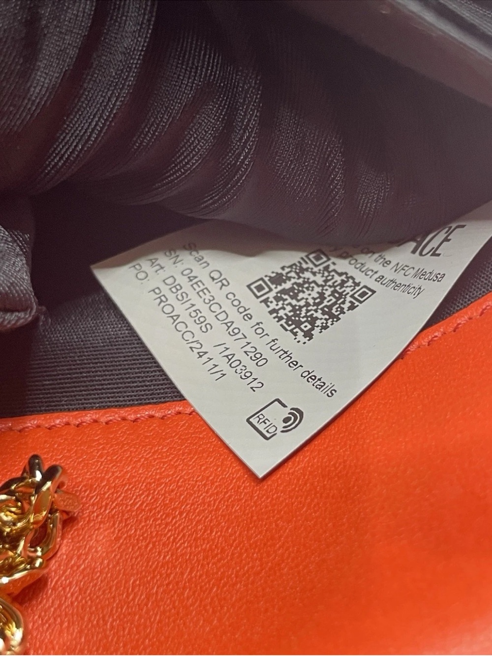 Versace Quilted Coral-Red Chain Shoulder Bag $ 1795 Retail - Picture 12 of 14